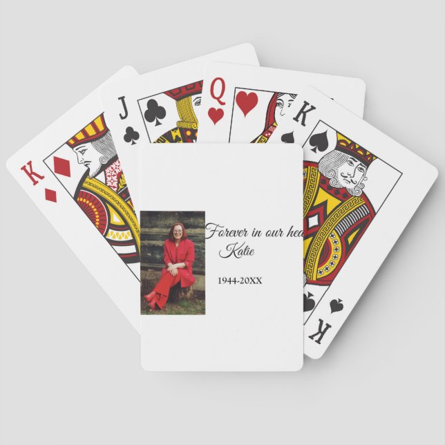 simple Add your photo text memorial keepsake Poker Cards (Back)