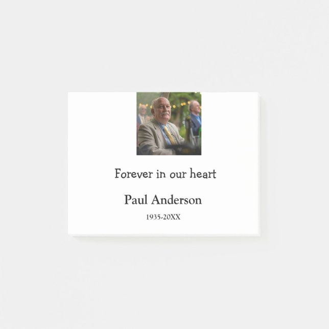 simple Add your photo text memorial keepsake Post-it Notes (Front)