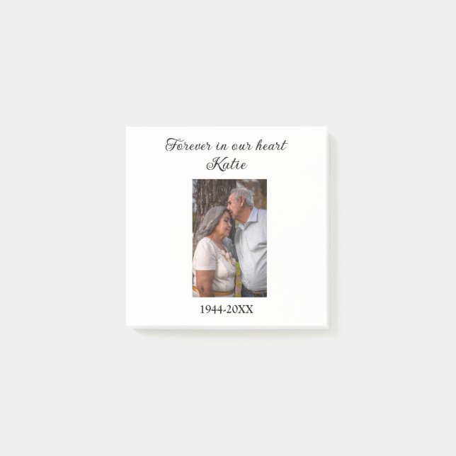 simple Add your photo text memorial keepsake Post-it Notes (Front)
