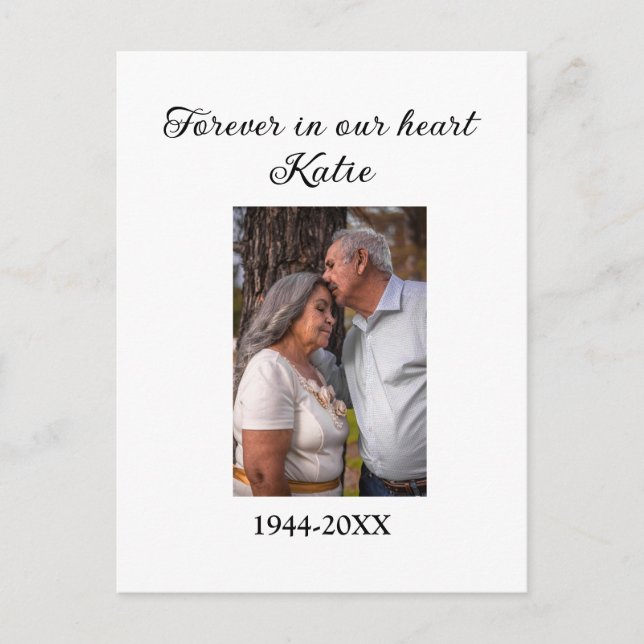 simple Add your photo text memorial keepsake Postcard (Front)