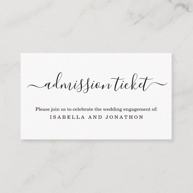 Simple Admission Ticket Enclosure Card (Front)