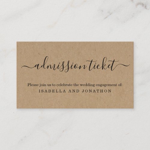 Simple Admission Ticket Enclosure Card - Kraft - A wonderfully simple and rustic kraft backdrop for your admission ticket.