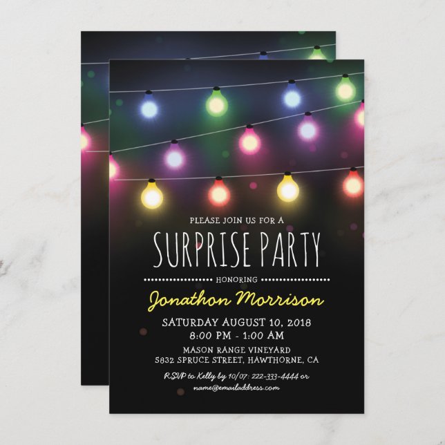 Simple Adult Unisex Surprise Birthday Party Invitation (Front/Back)
