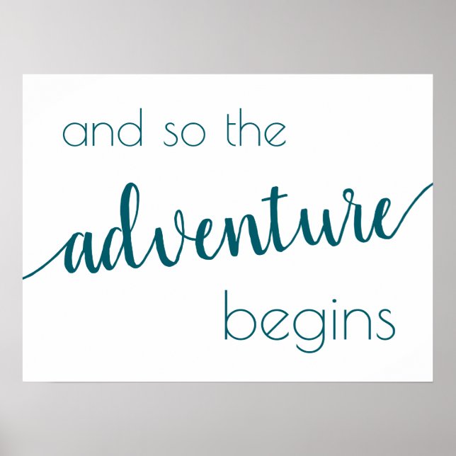 Simple Adventure Begins | Teal Aqua Party Event Poster (Front)
