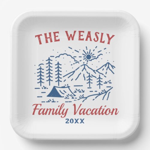 Simple Adventure Camping Family Road Trip Paper Plates