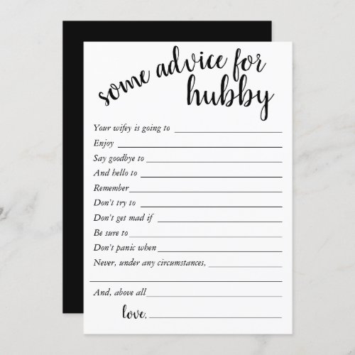 Simple Advice for Hubby  Black and White Card
