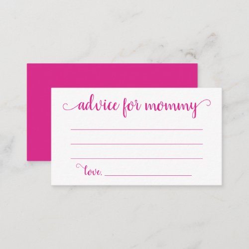 Simple Advice for Mommy  Hot Pink Keepsake Card