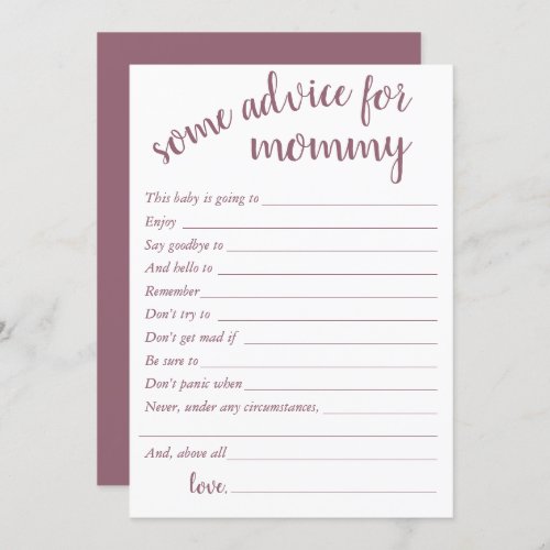 Simple Advice for Mommy  Mauve Pink Keepsake Card