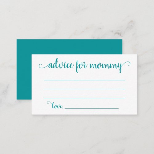 Simple Advice for Mommy  Teal Aqua Keepsake Enclosure Card