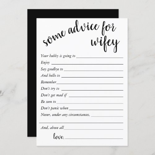 Simple Advice for Wifey  Black and White Card