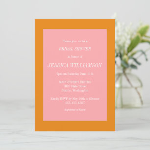 Simple Aesthetic Pink and Orange Bridal Shower Invitation