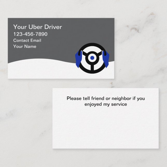 Simple Affordable Ride Hailing Business Cards (Front/Back)