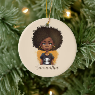 Simple Afro Woman Ceramic Ornament