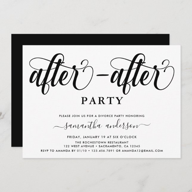 Simple After After Party Divorce Party Invitation (Front/Back)