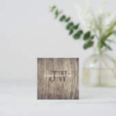 Simple Aged Rustic Wood Vintage Writer Monogram Square Business Card (Standing Front)