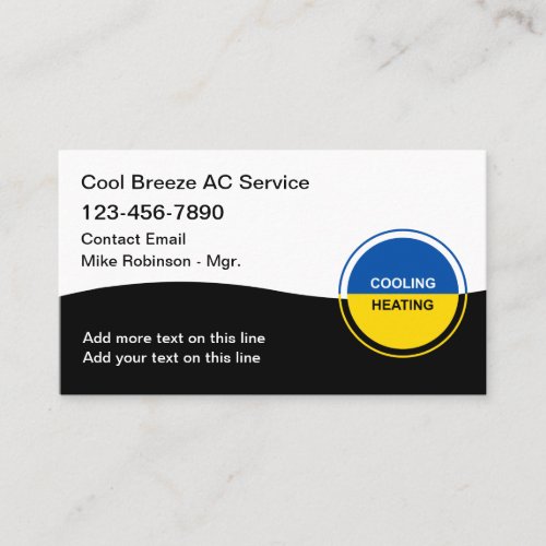 Simple Air Conditioning Repair Service  Business Card