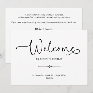 Simple Airbnb Welcome Script Home Rental Postcard