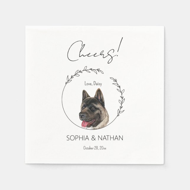 Simple Akita Dog Wedding Cocktail  Napkins (Front)
