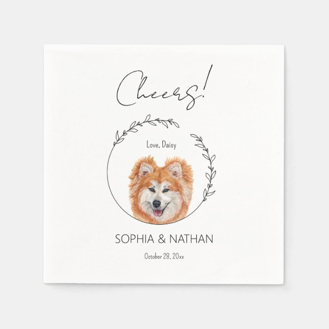 Simple Akita Dog Wedding Cocktail  Napkins (Front)