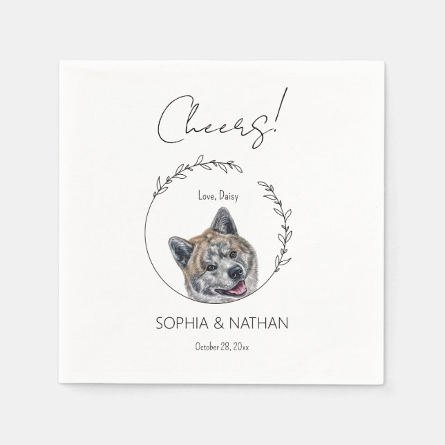 Simple Akita Dog Wedding Cocktail  Napkins (Front)