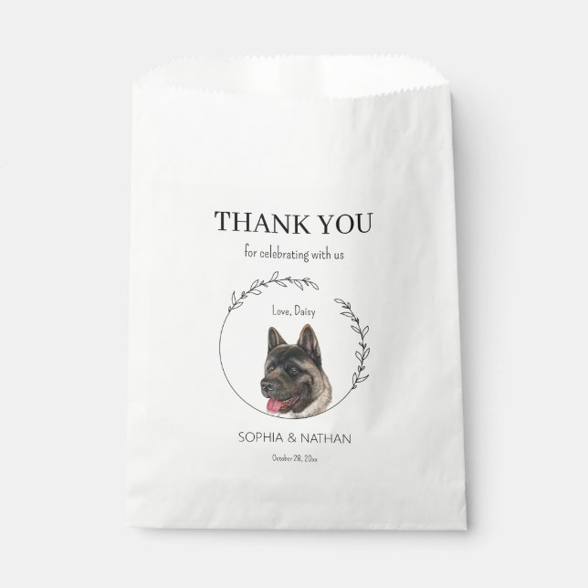 Simple Akita Dog Wedding Thank You Favor Bag (Front)