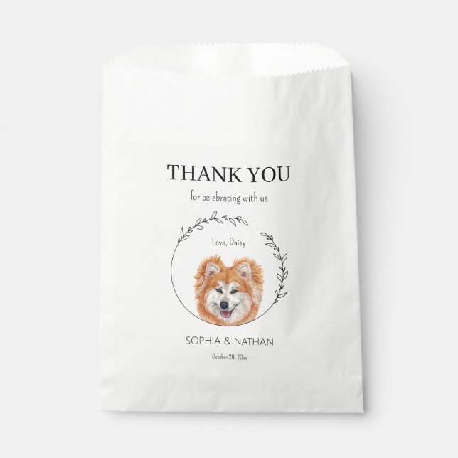 Simple Akita Dog Wedding Thank You Favor Bag (Front)