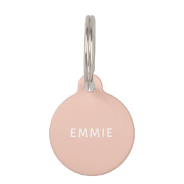 Simple all blush pink minimalist custom name dog pet ID tag