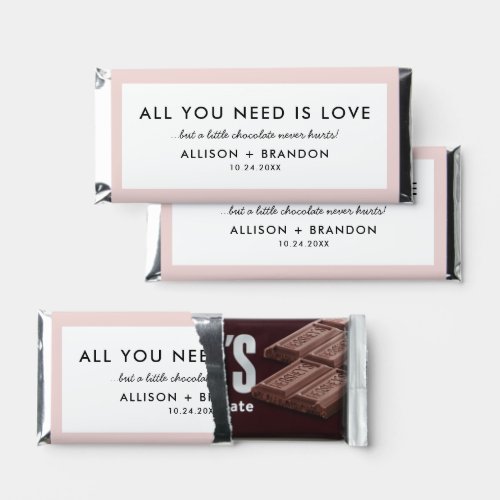 Simple All You Need Is Love Wedding Hershey Bar Favors