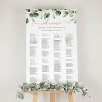Simple Alphabetical Greenery Wedding Seating Chart