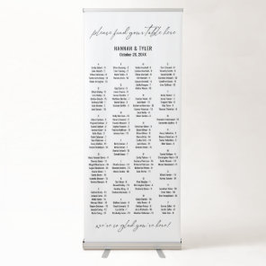 Simple Alphabetical Seating Chart 128 Names Retractable Banner