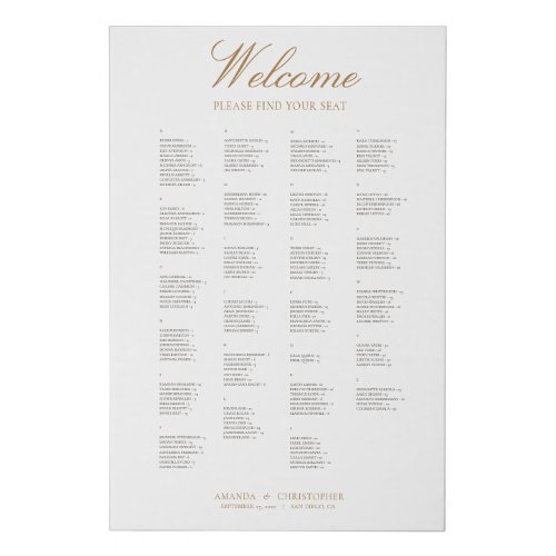 Simple Alphabetical Seating Chart Wrapped Canvas