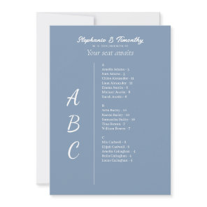 Simple Alphabetical Wedding Seating Chart Cards