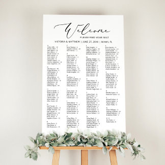 Simple Alphabetical Wedding Seating Chart  Foam Board