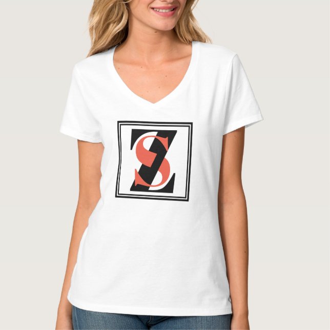 Simple Alphabets Text Red Black Design T-Shirt (Front)