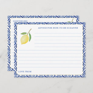 Simple Amalfi Lemon Blue Tiles Advice For Mom Card