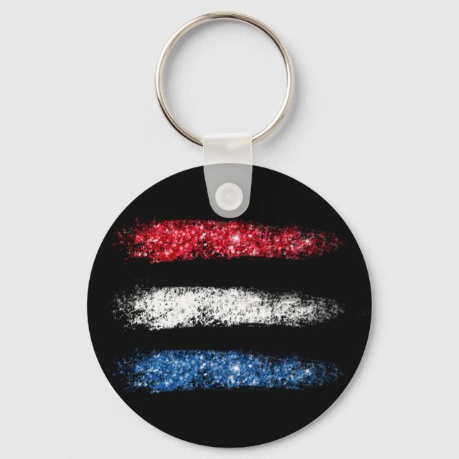 *~* Simple American Flag  Abstract Brush Stroke Keychain (Front)