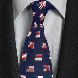 Simple American Flag Pattern Neck Tie