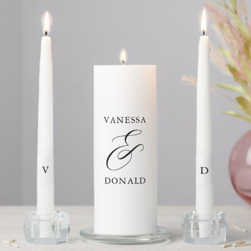 Simple Ampersand Minimal Modern Wedding Unity Candle Set