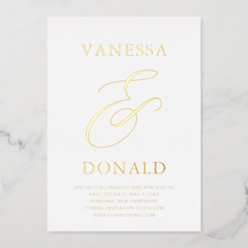 Simple Ampersand Modern Wedding Save the Date Foil Invitation