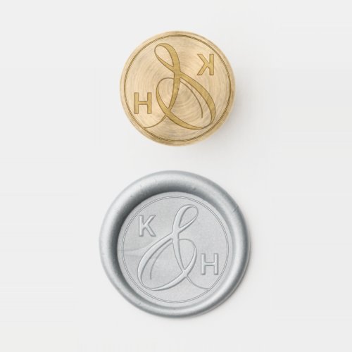 Simple Ampersand Monogram Initials Minimal Wax Seal Stamp