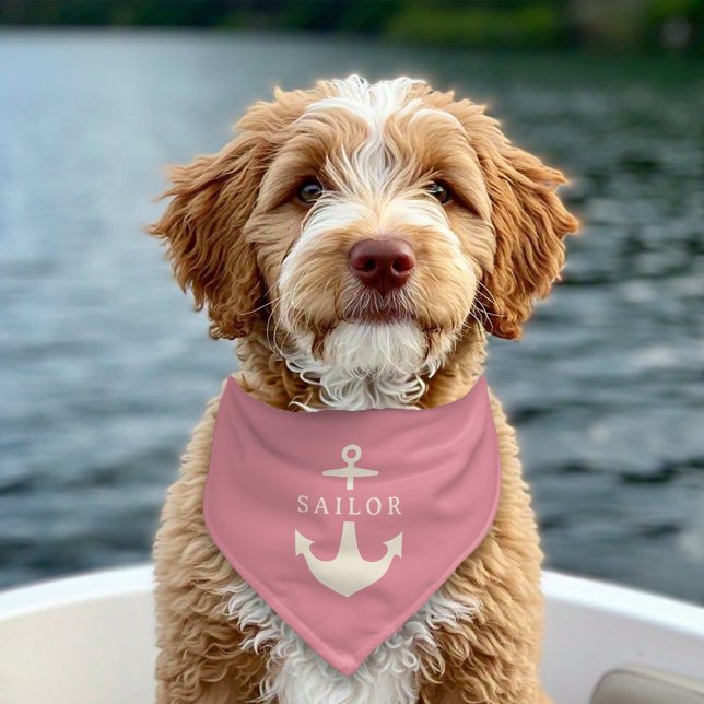 Simple Anchor Nautical Name Pet Bandana Collar (Creator Uploaded)