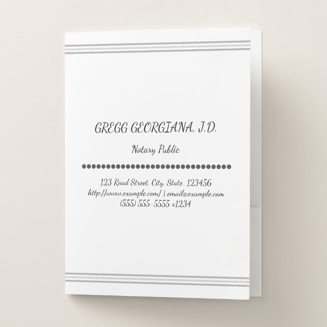 Simple and Basic Notary Public Pocket Folder (Front)