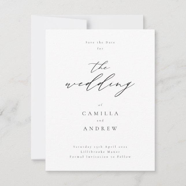 Simple and Beautiful Save the Date Card (Front)