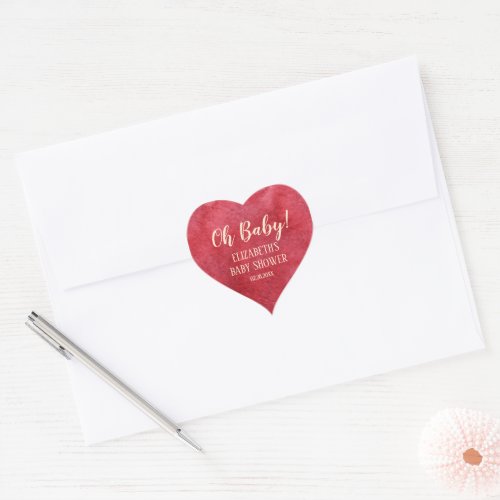 Simple and Beautiful Watercolor Bloom Oh Baby Girl Heart Sticker