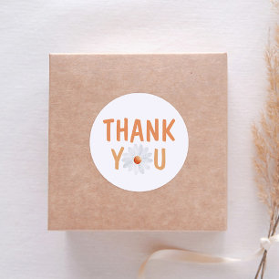 Simple and Beautiful Watercolor Daisy Thank You Classic Round Sticker