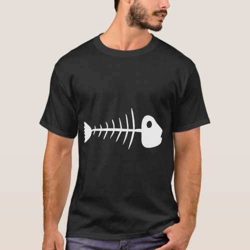 Simple and Bold Dead Fish Bones T_Shirt