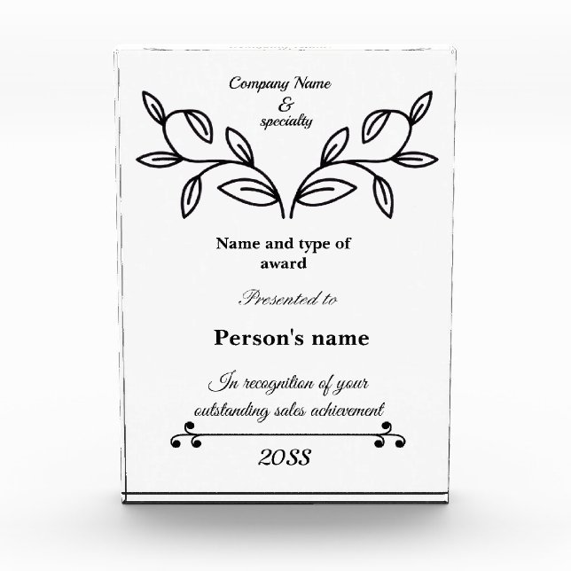 Simple and calm design Acrylic Award (Front)