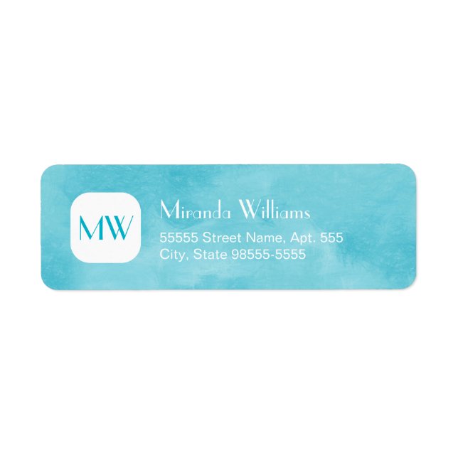 Simple and Chic Aqua Blue Monogram With Name Label (Front)