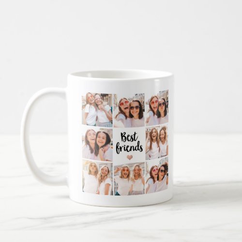 Simple and Chic  Best Friends Heart Photo Collage Coffee Mug