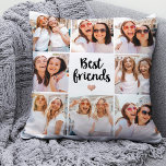 Simple and Chic | Best Friends Heart Photo Collage Throw Pillow<br><div class="desc">This chic black and white pillow features a photo grid with eight of your personal photos, and trendy modern script typography that says "best friends". There is also an elegant little heart with a faux rose gold look. A simple, minimalist yet absolutely stylish gift for your besties any time you...</div>